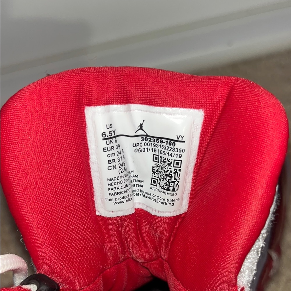 Jordan Red and White High-Top Sneakers - Picture 6 of 6